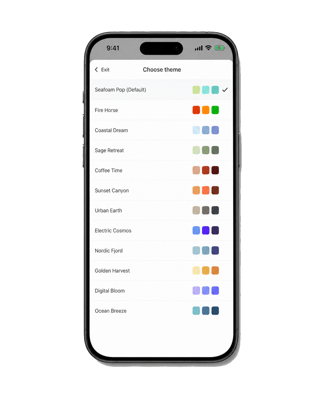 Bloom Tracker theme picker screen